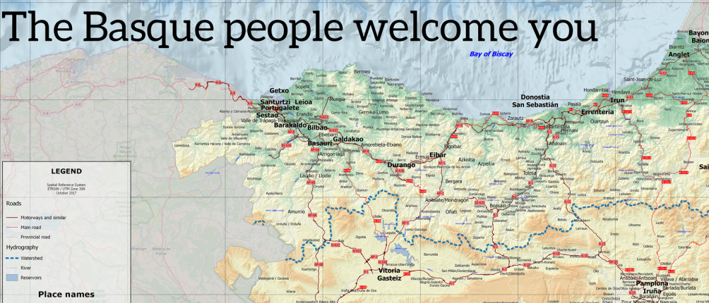 Euskal Herriko mapa geografikoa
