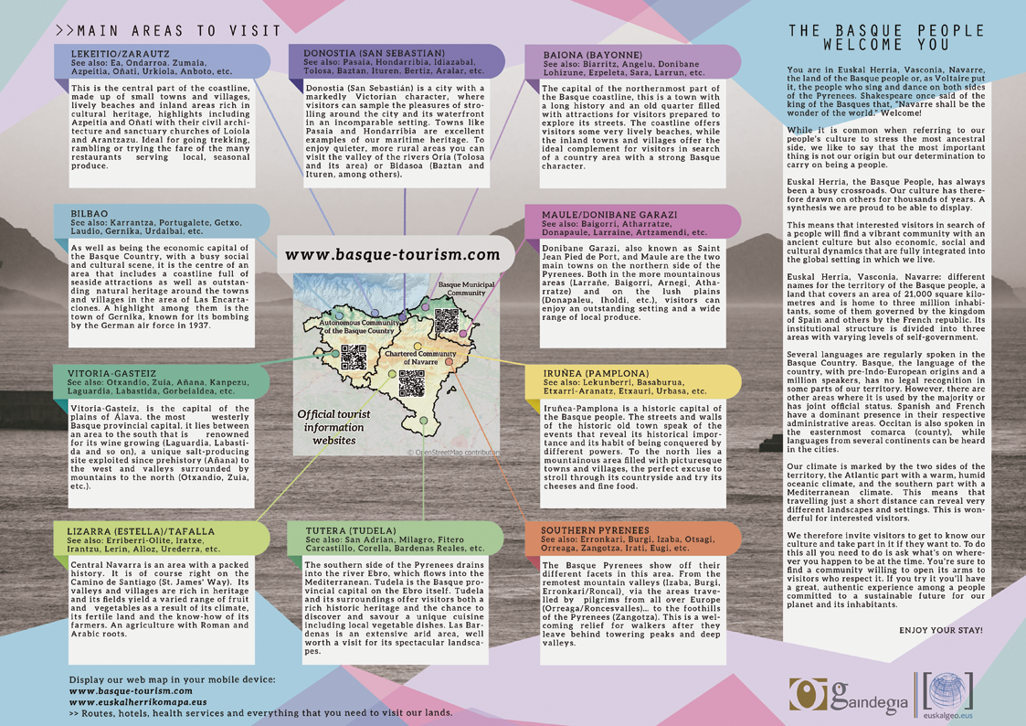 Euskal Herriko mapa turistikoa: atzea, ingelesez