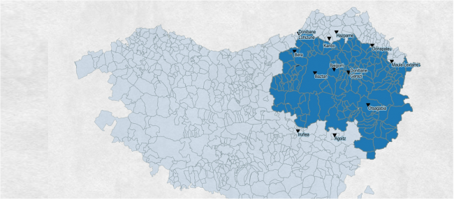 Menos municipios dinamizadores y más grandes al sur de los Pirineos, más pequeños y abundantes en el norte